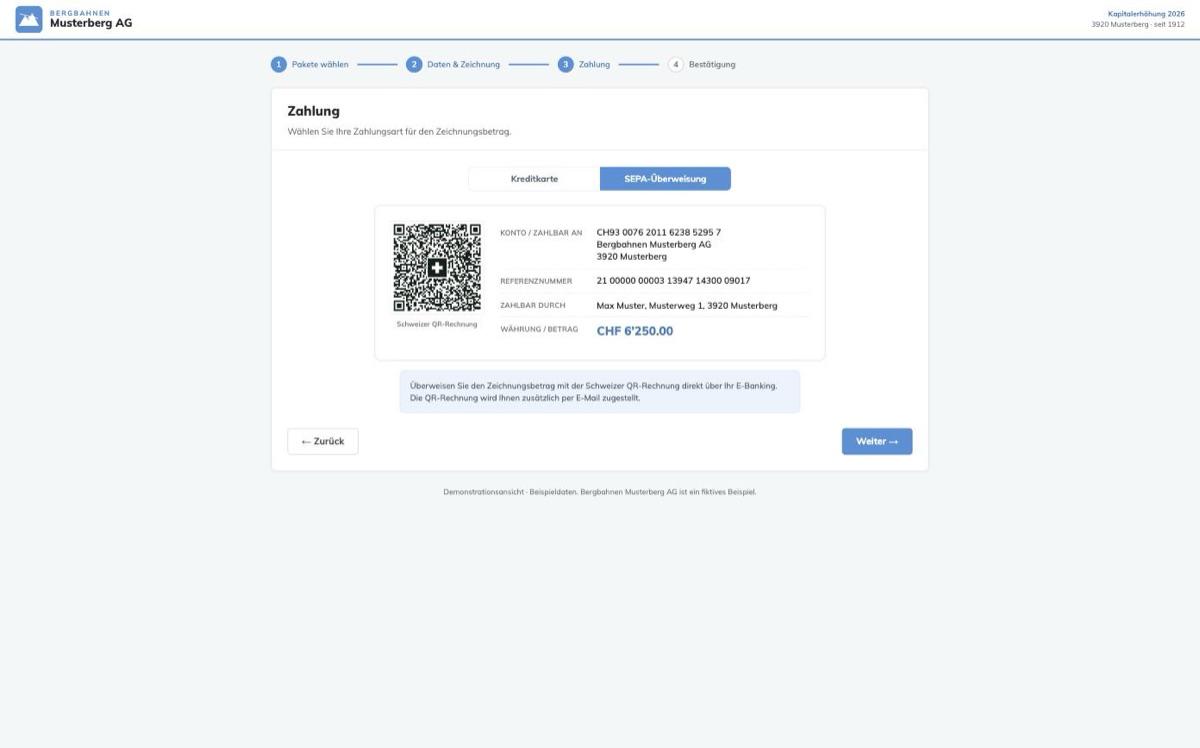 Zahlung per SEPA-Überweisung mit Schweizer QR-Rechnung